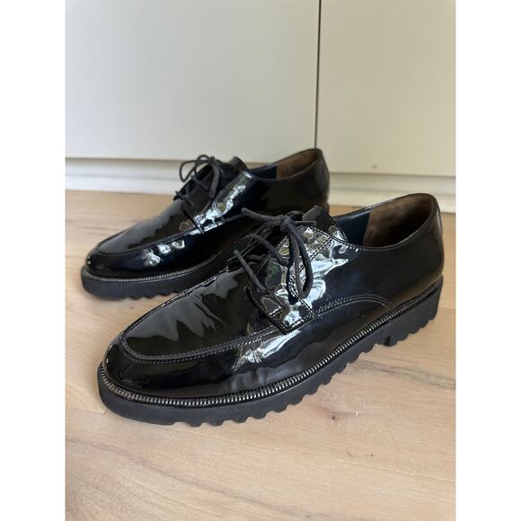 Paul Green Soho Oxford Black Patent Leather Size US 10 Classic Preppy Style - Picture 2 of 13